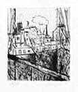 ALBERTO MANFREDI, Rue Delambre seen through a window, drypoint